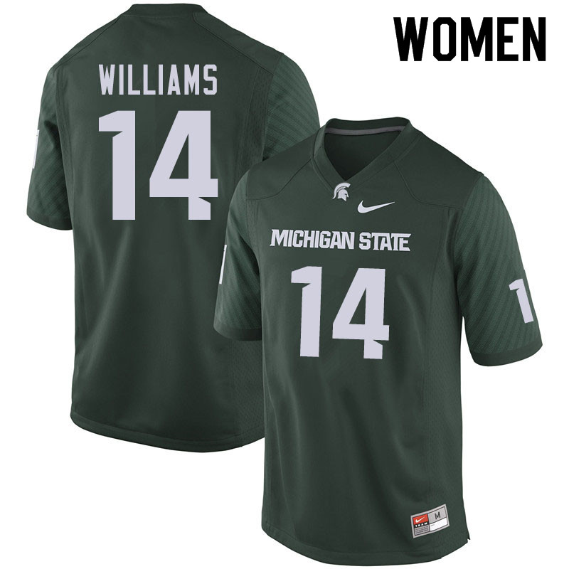 Women #14 Davion Williams Michigan State Spartans College Football Jerseys Sale-Green